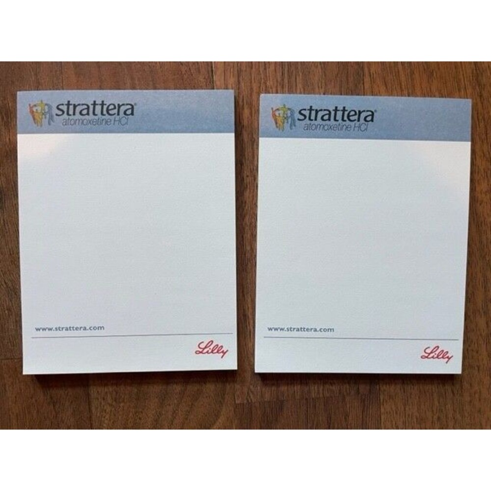2‎ VINTAGE DRUG REP PHARMACEUTICAL NOTEPADS ELI LILLY STRATTERA STICKY NOTE PADS
